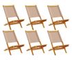 Сгъваеми градински столове, 6 бр, таупе, плат и дърво масив