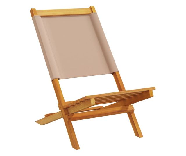 Сгъваеми градински столове, 6 бр, таупе, плат и дърво масив