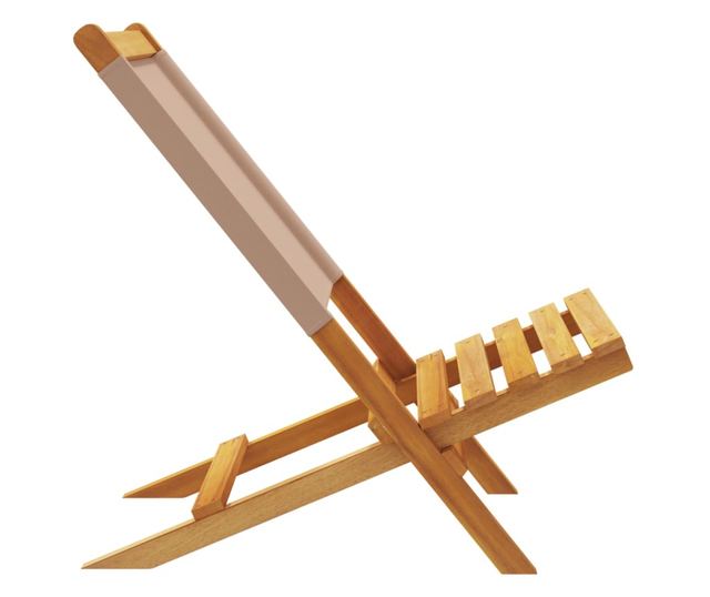 Сгъваеми градински столове, 4 бр, таупе, плат и дърво масив