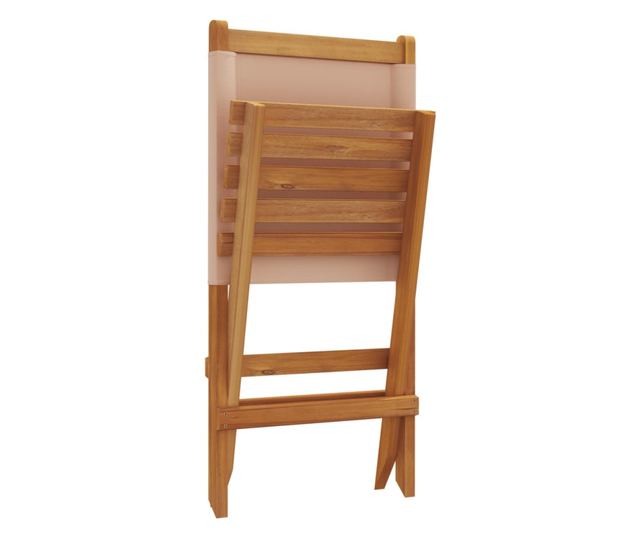 Сгъваеми градински столове, 6 бр, таупе, плат и дърво масив