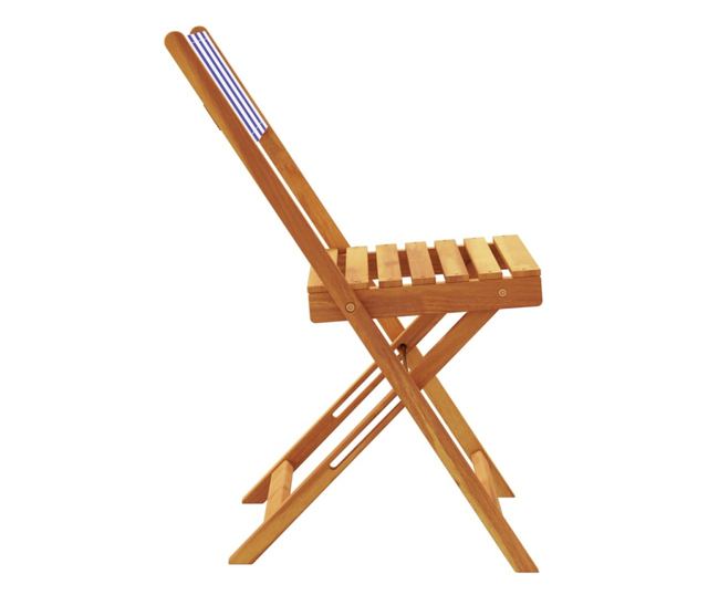 2 db kék és fehér tömör akácfa és szövet bisztrószék