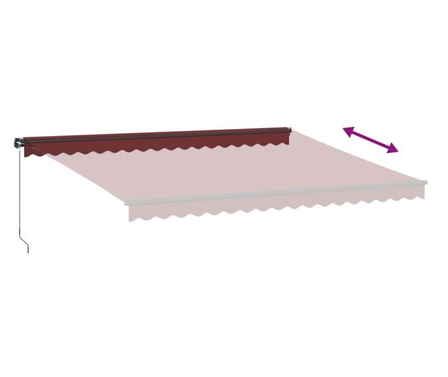 Ръчно прибираща се тента с LED, бордо, 450x300 см