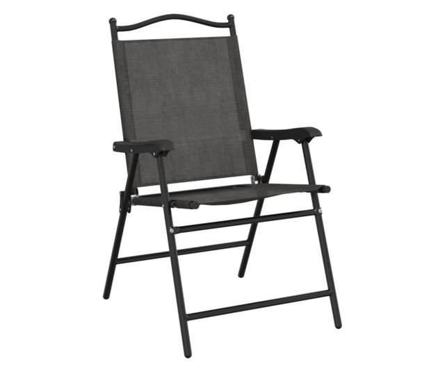 Сгъваеми градински столове 4 бр меланж сив стомана и текстилен