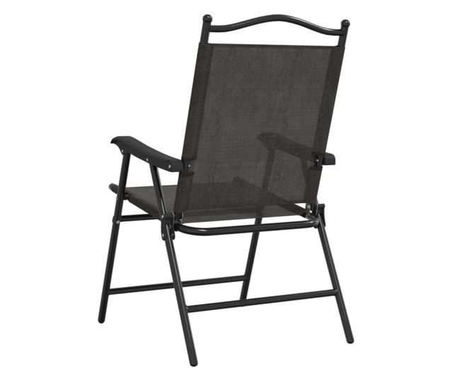 Сгъваеми градински столове 4 бр меланж сив стомана и текстилен