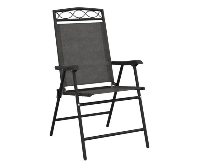 Сгъваеми градински столове 4 бр меланж сив стомана и текстилен