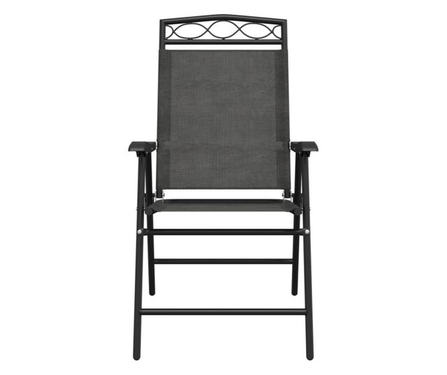 Сгъваеми градински столове 4 бр меланж сив стомана и текстилен