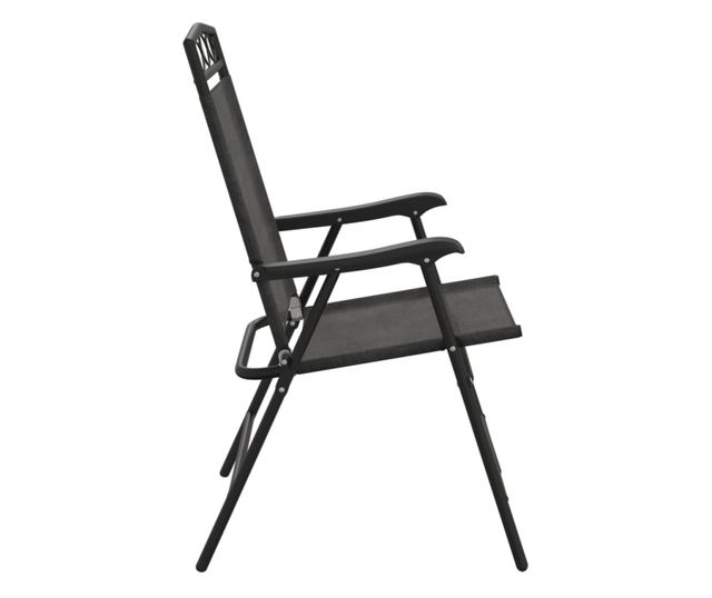 Сгъваеми градински столове 8 бр меланж сив стомана и текстилен