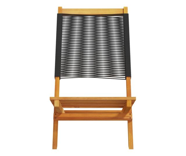 Сгъваеми градински столове, 8 бр, черни, акация масив