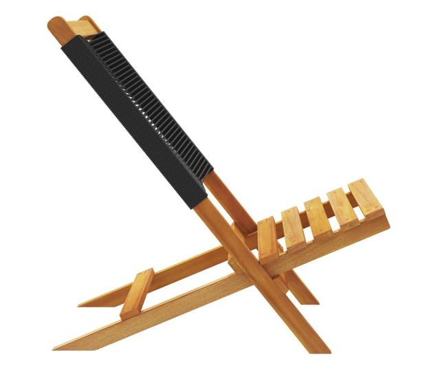 Сгъваеми градински столове, 8 бр, черни, акация масив