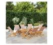 Сгъваеми градински столове, 8 бр, таупе, плат и дърво масив