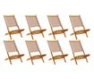 Сгъваеми градински столове, 8 бр, таупе, плат и дърво масив