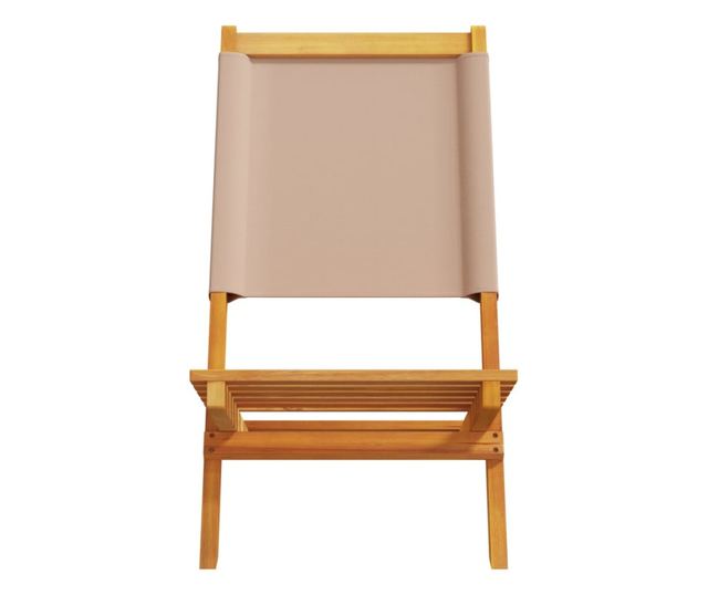 Сгъваеми градински столове, 8 бр, таупе, плат и дърво масив