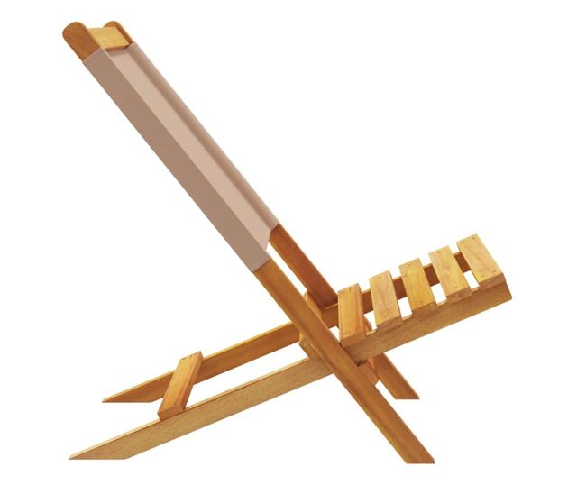 Сгъваеми градински столове, 8 бр, таупе, плат и дърво масив