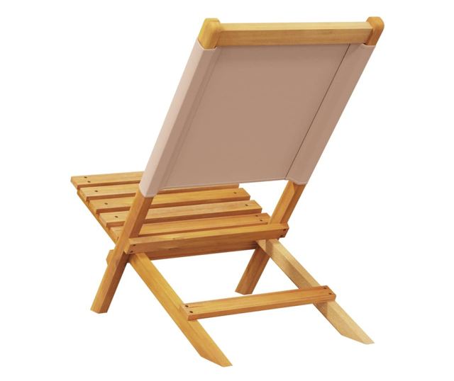 Сгъваеми градински столове, 8 бр, таупе, плат и дърво масив