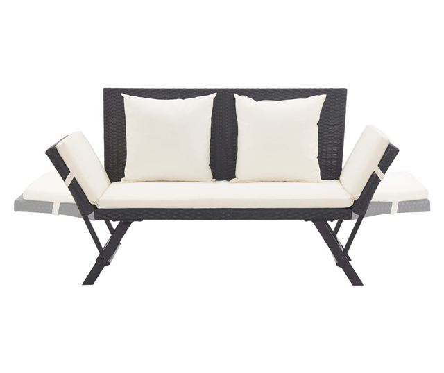 Градинска пейка с възглавници, 176 см, полиратан