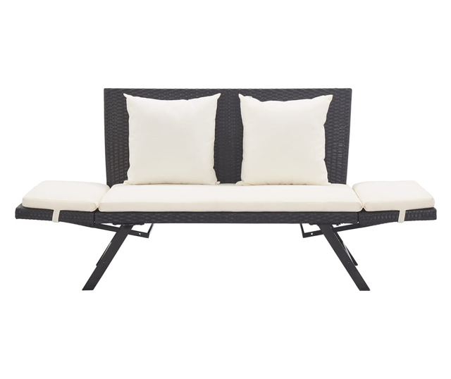 Градинска пейка с възглавници, 176 см, полиратан