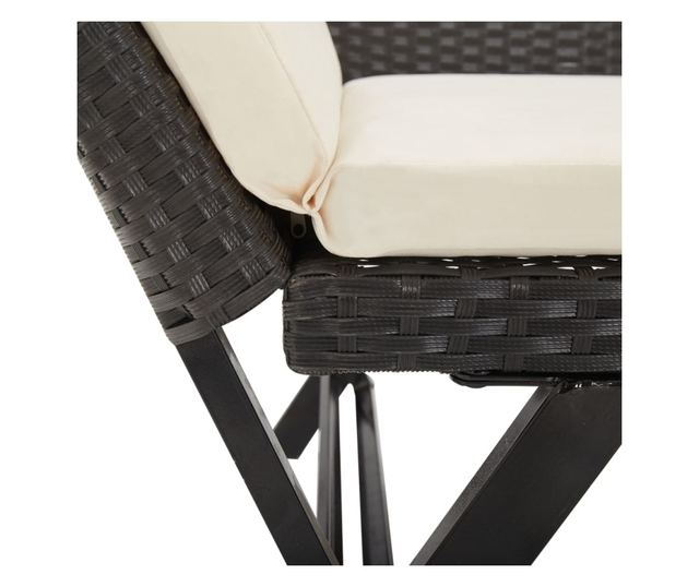 Градинска пейка с възглавници, 176 см, полиратан