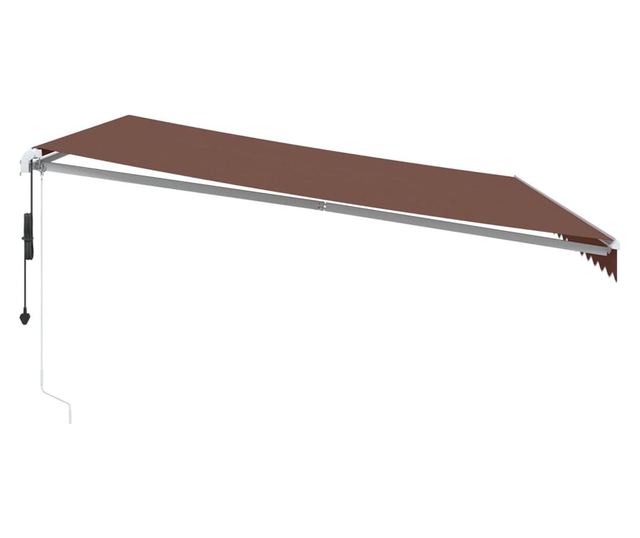 Автоматично прибираща се тента с LED, кафяв, 450x300 см