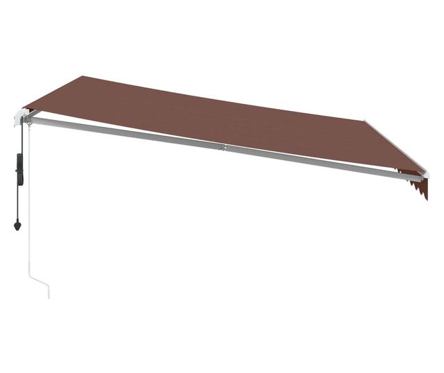 Автоматично прибираща се тента с LED, кафяв, 400x300 см