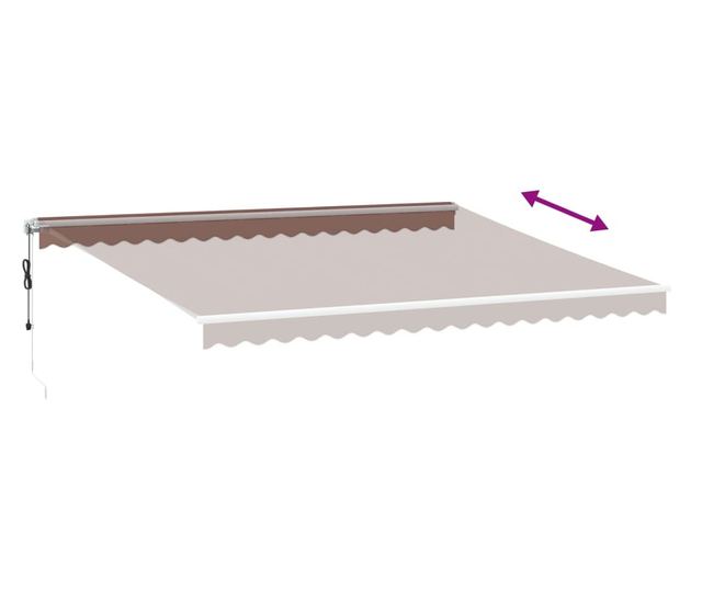 Автоматично прибираща се тента с LED, кафяв, 450x300 см