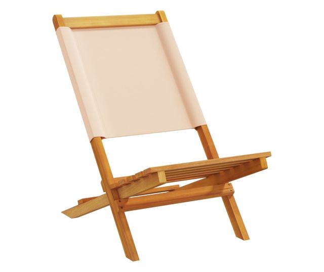 Сгъваеми градински столове 8 бр бежов плат и масивно дърво