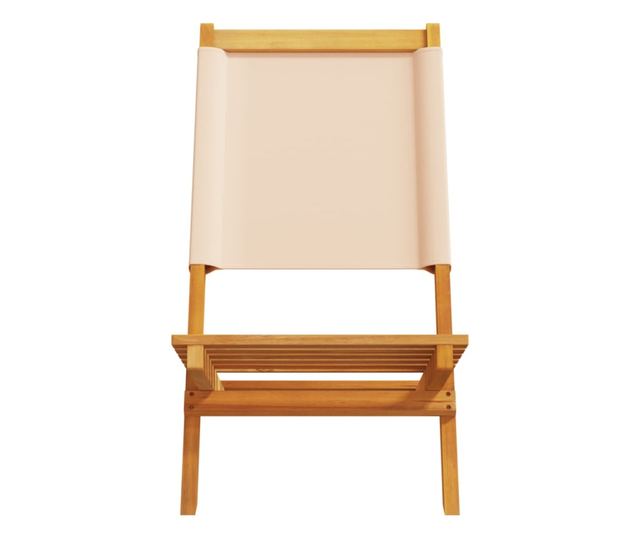 Сгъваеми градински столове 8 бр бежов плат и масивно дърво