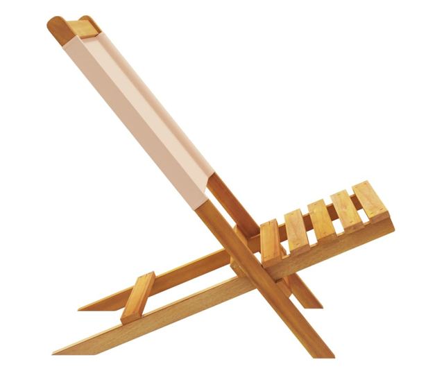 Сгъваеми градински столове 8 бр бежов плат и масивно дърво