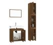 Комплект мебели за баня от 3 части, кафяв дъб, инженерно дърво