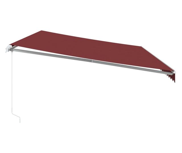 Ръчно прибираща се тента с LED, бордо, 600x300 см