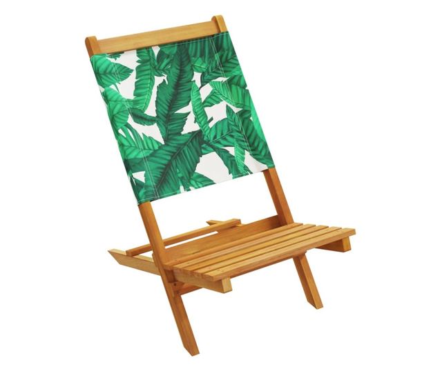 Сгъваеми градински столове 6 бр зелен плат и масивно дърво