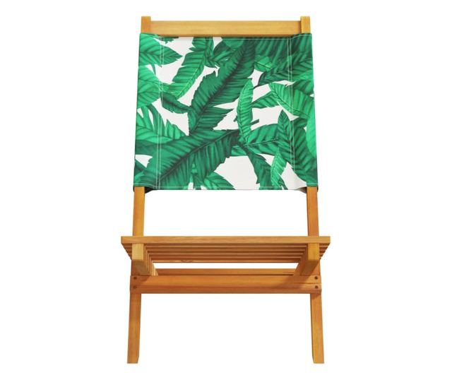 Сгъваеми градински столове 6 бр зелен плат и масивно дърво