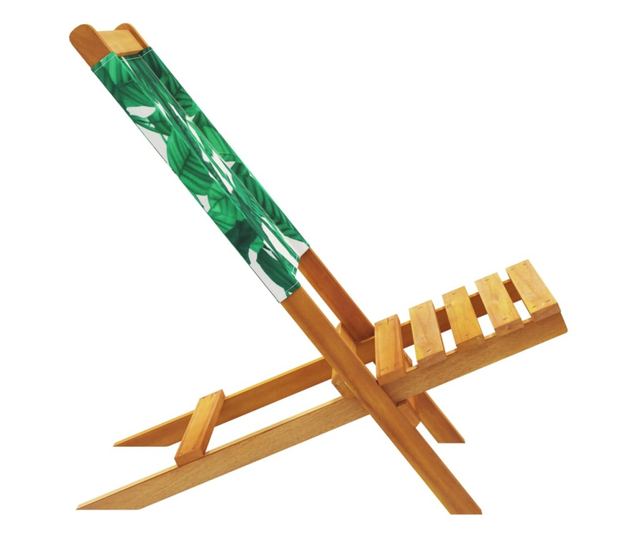 Сгъваеми градински столове 6 бр зелен плат и масивно дърво