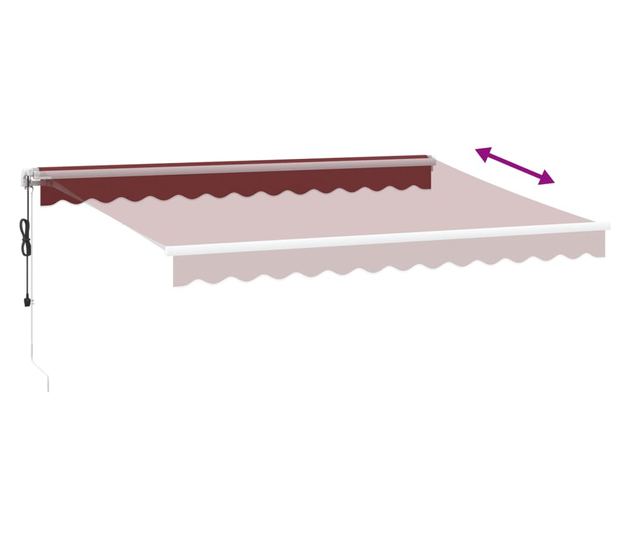 Автоматично прибираща се тента с LED, бордо, 350x250 см