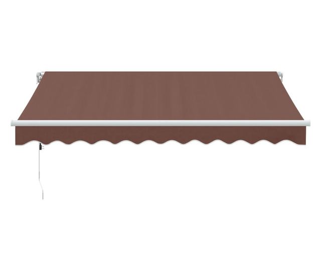 Автоматично прибираща се тента с LED, кафяв, 300x250 см