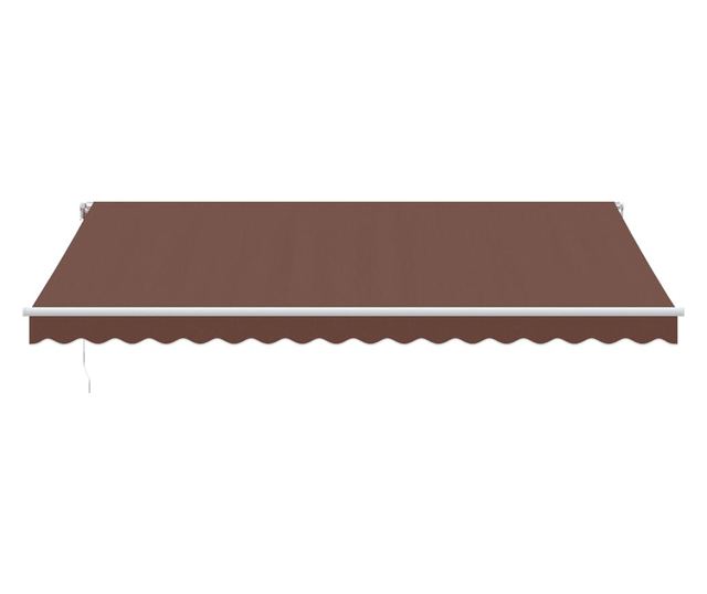 Ръчно прибираща се тента с LED, кафяв, 500x300 см