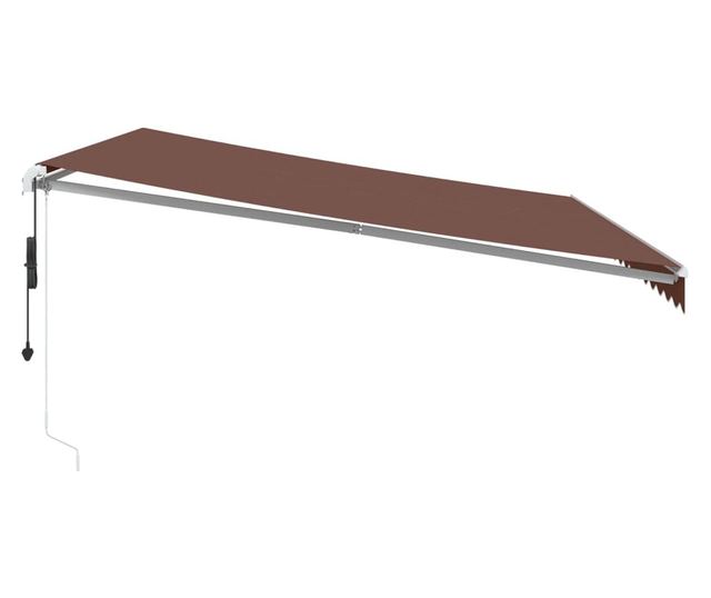 Ръчно прибираща се тента с LED, кафяв, 500x300 см