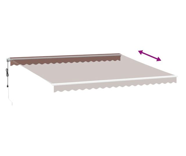 Ръчно прибираща се тента с LED, кафяв, 500x300 см