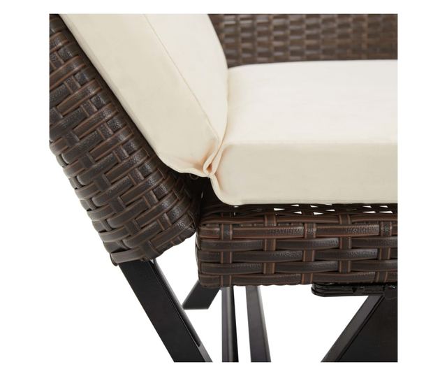 Градинска пейка с възглавници, кафява, 176 см, полиратан