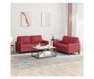 Дивани 2 части с възглавници виненочервен изкуствена кожа