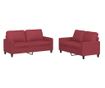 Дивани 2 части с възглавници виненочервен изкуствена кожа