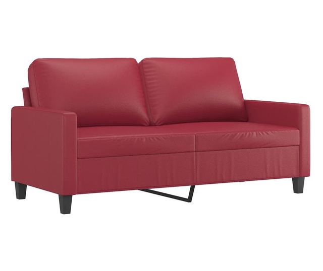 Дивани 2 части с възглавници виненочервен изкуствена кожа