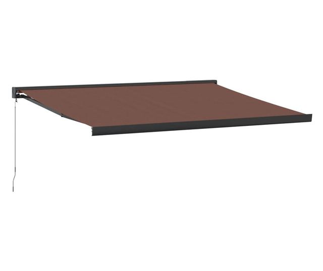Ръчно прибираща се тента, кафява, 400x300 см