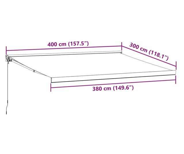 Ръчно прибираща се тента, кафява, 400x300 см