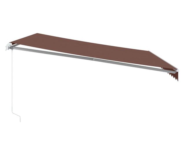 Ръчно прибираща се тента с LED, кафява, 450x350 см