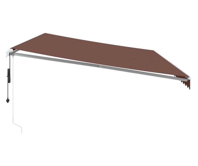 Автоматично прибираща се тента с LED, кафяв, 600x300 см