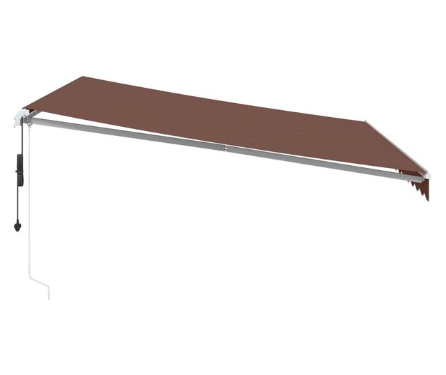 Автоматично прибираща се тента с LED, кафява, 400x350 см