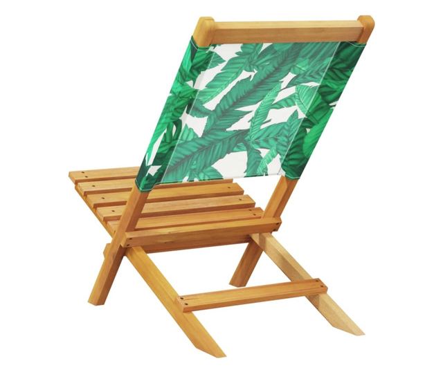 Сгъваеми градински столове 8 бр зелен плат и масивно дърво