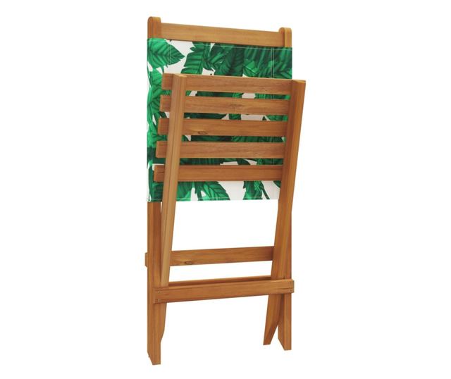 Сгъваеми градински столове 8 бр зелен плат и масивно дърво