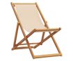 Сгъваеми плажни столове, 2 бр, бежов, плат и масивно дърво