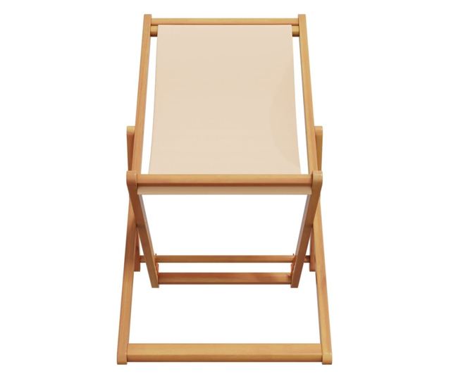 Сгъваеми плажни столове, 2 бр, бежов, плат и масивно дърво